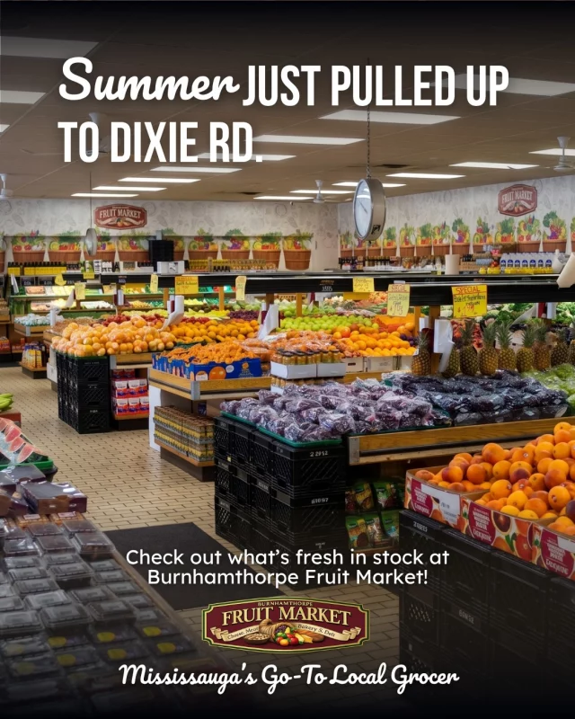 You smell that? That's summer. 🍓

Our latest shipment just landed and June is showing out — Ontario strawberries, fresh cherries, and the kind of early summer produce that makes you actually excited to cook again.

This is peak season, and that means your grocery run at Burnhamthorpe Fruit Market is about to be a really good time. 

Come see what just hit the shelves before it's gone. We'll see you soon. 🛒

📍 Burnhamthorpe Fruit Market | 3647 Dixie Rd, Mississauga
🕖 Mon–Fri: 7:30AM–9PM | Weekends: until 6:30PM

#FreshlyStocked #BurnhamthorpeFruitMarket #ShopLocal #MississaugaEats #SeasonalEating