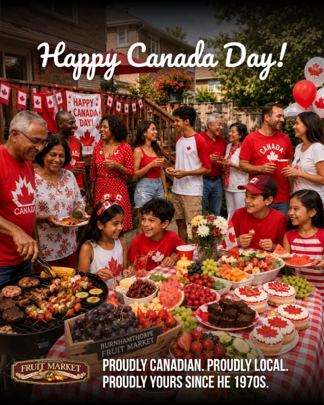 Happy Canada Day to our incredible Mississauga community. 🍁

Today we're celebrating more than a holiday — we're celebrating what it actually means to show up for each other.

Every time you choose to shop local, you're doing something that matters. 

You're supporting Ontario farmers who wake up before sunrise to grow the food on your table. 

You're keeping dollars in your community. 

You're choosing quality, freshness, and connection.

That's something worth being proud of.

At Burnhamthorpe Fruit Market, supporting Canadian farmers and feeding this neighbourhood has been our purpose for over 40 years — and we don't take that lightly.

Thank you for making us your neighbourhood grocery store, today and every day. 

📍 3647 Dixie Rd, Mississauga
🕖 Mon–Fri: 7:30AM–9PM | Weekends: until 6:30PM

#HappyCanadaDay #CanadaDay #BurnhamthorpeFruitMarket #ProudlyCanadian #ShopLocal