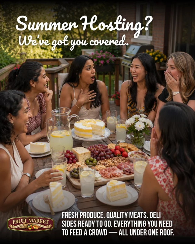 If you group chat said "let's do a BBQ" and you volunteered, Burnhamthorpe Fruit Market has literally everything you need to pull it off.

🍓 Fresh Ontario produce for the salads and sides. 
🥩 Quality cuts from our butcher for the grill. 
🥪 Deli favourites that are ready to go so you're not spending your whole Saturday in the kitchen. 
🛍 And prices that won't make you regret being the one who offered to host.

One stop. Full spread. Happy crowd.

That's summer hosting, sorted. 

📍 Burnhamthorpe Fruit Market | 3647 Dixie Rd, Mississauga
🕖 Mon–Fri: 7:30AM–9PM | Weekends: until 6:30PM

👇What's your go-to dish to bring to a summer BBQ? Drop it below!

#BurnhamthorpeFruitMarket #SummerHosting #BBQSeason #ShopLocal #MississaugaEats
