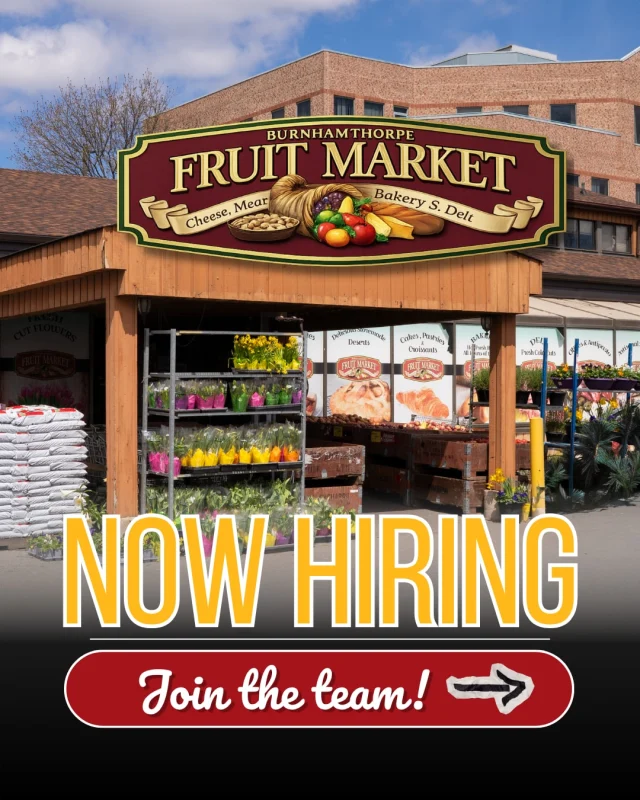 We’re growing our market family! 🧺✨

Burnhamthorpe Fruit Market Click to open side panel for more information is looking for hard-working, reliable team members to join us at our Mississauga store. 🧺🍉
If you love fresh food, serving your local community, and bringing great energy to work every day, we’d love to meet you!

➡️ Open Positions:
Cashier
Produce Department
Deli Counter
General Store Duties

✅ Must have full availability for days, evenings, and weekends.

➡️How to Apply:
Stop by the store to drop off your resume in person, or give us a call to learn more!
📍Address: 3647 Dixie Rd, Mississauga, ON
📞 Phone: 905 - 625 - 1692

#BurnhamthorpeFruitMarket #Mississauga #MississaugaJobs